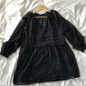 Zara babydoll ruffle floral sheer dress